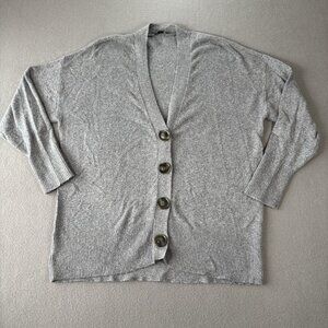 Ann Taylor Factory Cardigan Sweater Womens M Button Front Knit Top Preppycore
